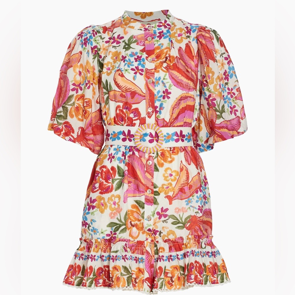 Farm Rio Spring Banana Mini Dress with Belt Sz Medium
